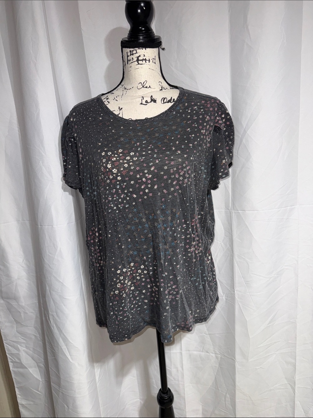 torrid Charcoal Tee with Micro Floral Print